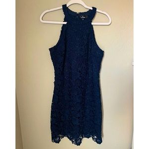 Lulus Navy Blue Lace Mini Dress
